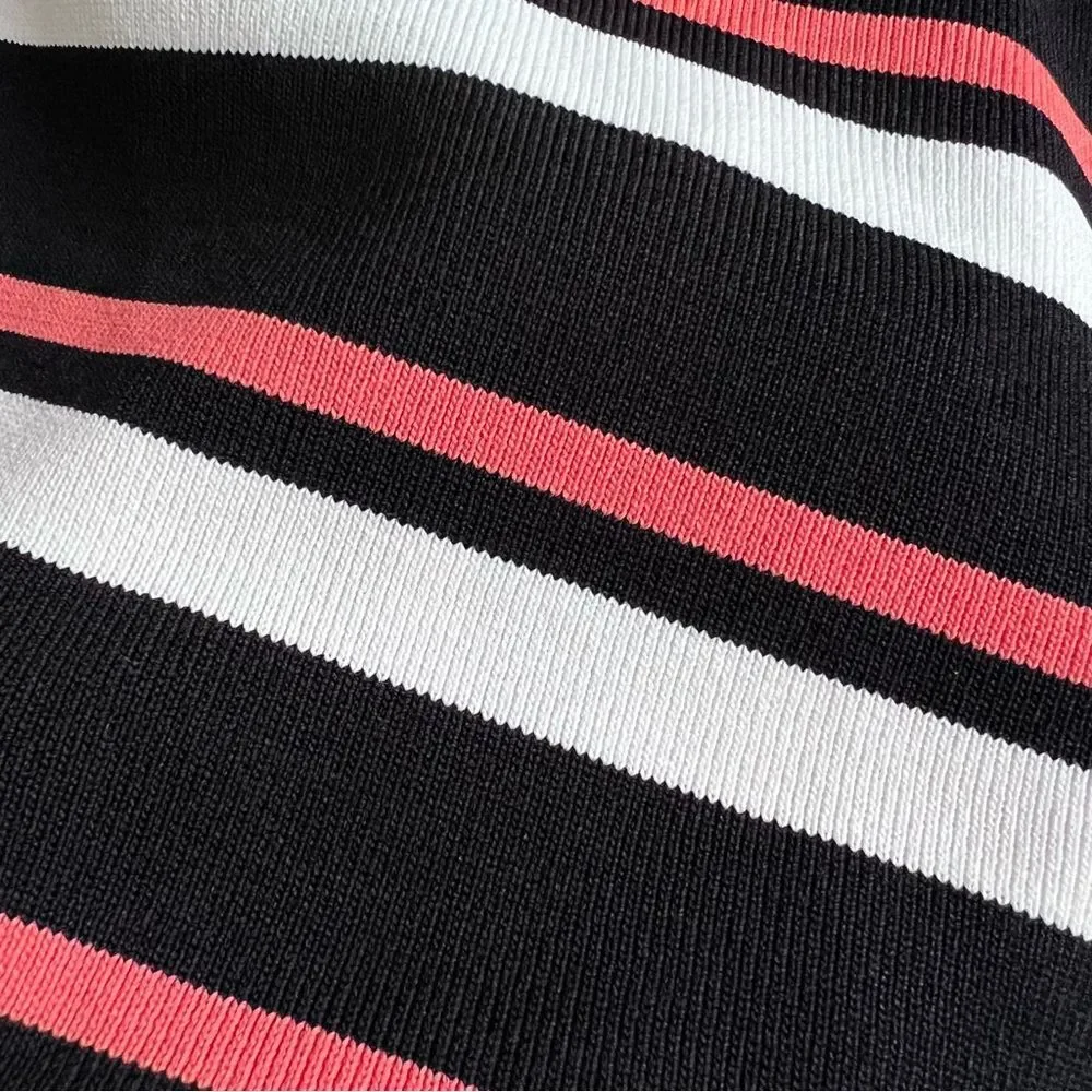Karen Millen striped asymmetrical crew neck top